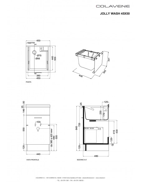 MOBILE LAVATOIO COLAVENE 45X50X86H JOLLYWASH 24060B