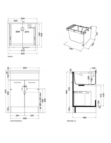 MOBILE LAVATOIO COLAVENE BIANCO 60X50X86H...