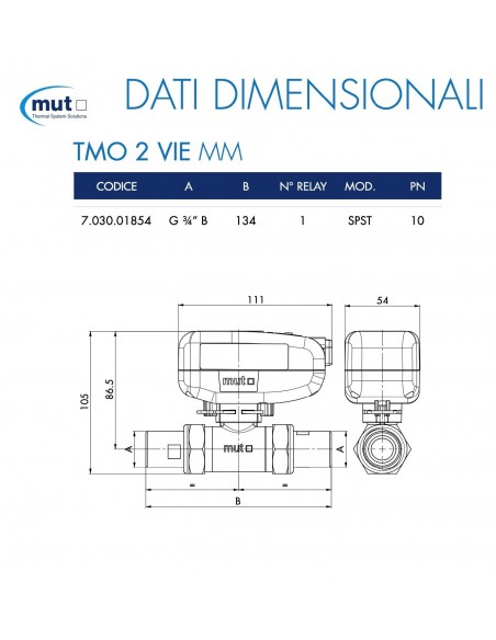 ELETTROVALVOLA MUT A SFERA 7.030.01854 3/4 MM