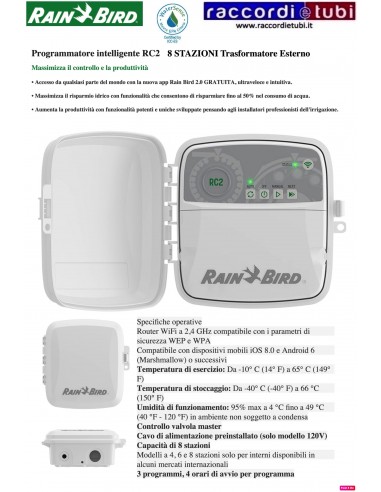 PROGRAMMATORE RAIN BIRD RC2 8 STAZIONI WIFI...