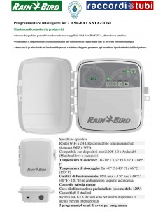 PROGRAMMATORE RAIN BIRD RC2 6 STAZIONI WIFI TRASFORMATORE...
