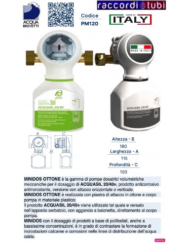 POMPA DOSATRICE POLIFOSFATO PM120 ACQUA BREVETTI-