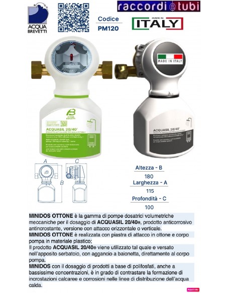 POMPA DOSATRICE POLIFOSFATO PM120 ACQUA BREVETTI-