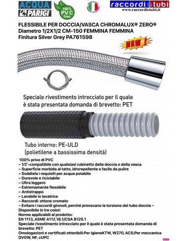 FLEX DOCCIA PARIGI SILVER GREY CM.150 PA761598