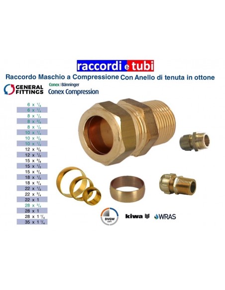 RACCORDO OTTONE CON OGIVA DIRITTO MASCHIO 1"X18
