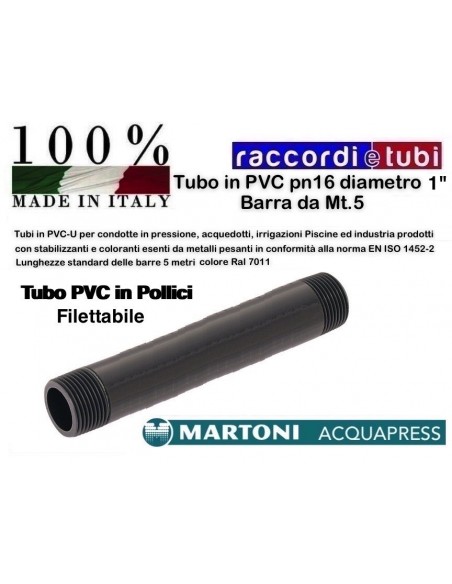 TUBO PVC D.1" PN/16 BARRA DA MT.5