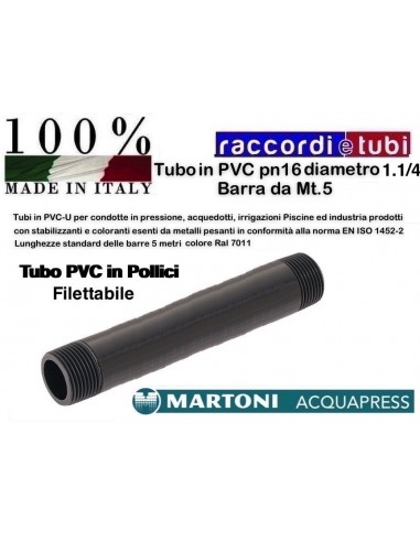 TUBO PVC D.1.1/4 PN/16 BARRA DA MT5