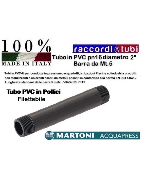 TUBO PVC D.2" PN/16 BARRA DA MT.5