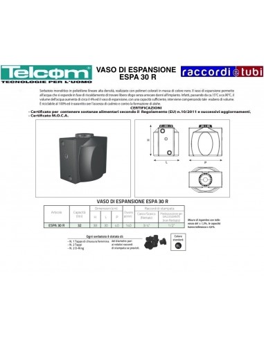 TELCOM VASO DI ESPANSIONE ESPA 30 R