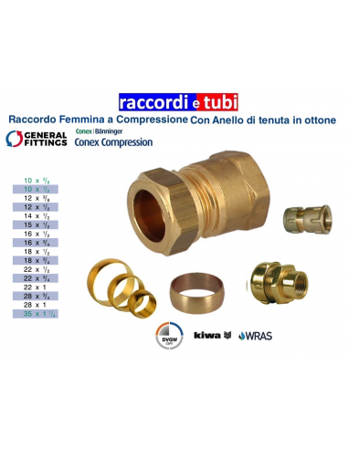 RACCORDO OTTONE CON OGIVA DIRITTO FEMMINA 1"X18