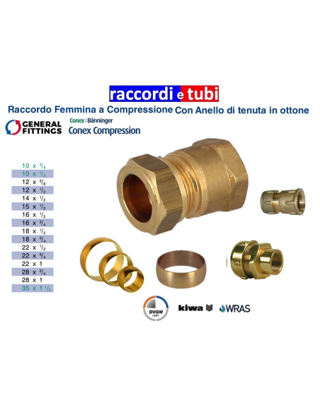 RACCORDO OTTONE CON OGIVA DIRITTO FEMMINA 1"X18