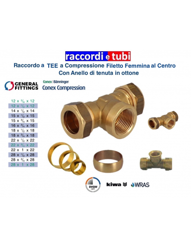 TEE OTTONE CON OGIVA DIAMETRO 16-1/2-16