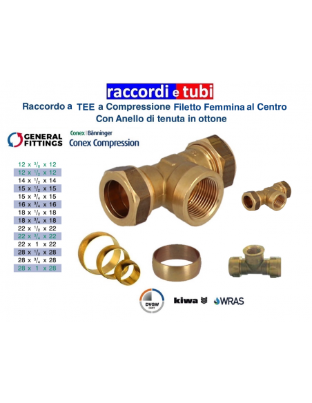 TEE OTTONE CON OGIVA DIAMETRO 16-1/2-16