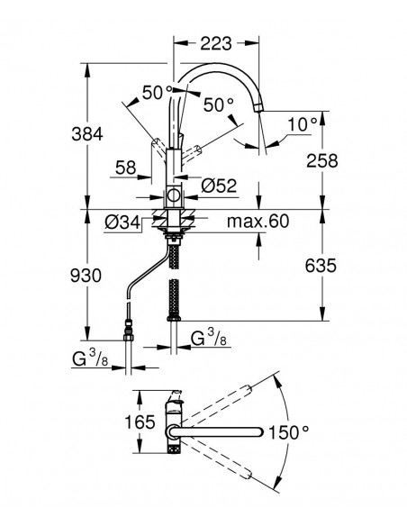Grohe Blue Pure EuroSmart Drei-Wege-Spültischarmatur 31722000 mit Filtersystem 40438001