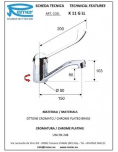MISCELATORE LAVELLO/LAVABO LEVA LUNGA REMER 2