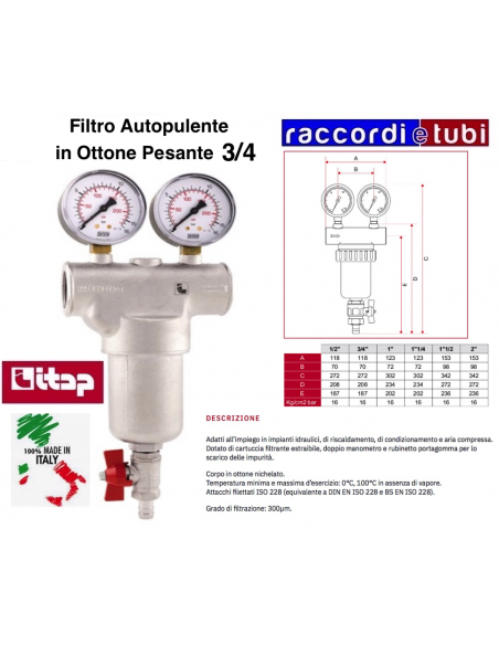 FILTRO ITAP IN OTTONE PESANTE AUTOPULENTE 3/4