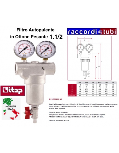 FILTRO IN OTTONE PESANTE AUTOPULENTE 1.1/2