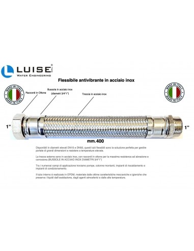 FLESSIBILE ANTIVIBRANTE 1"x400 mm IN ACCIAIO INOX