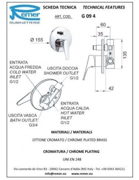 MISCHERHÄHNE EINBAU-REMER G094
