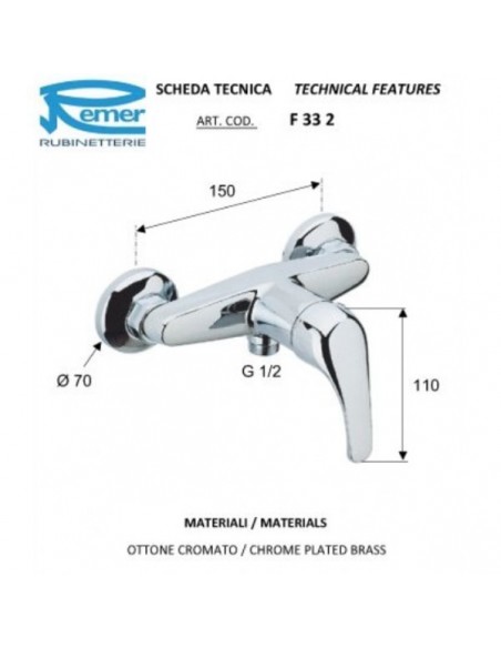 MISCELATORE DOCCIA ESTERNO REMER F332