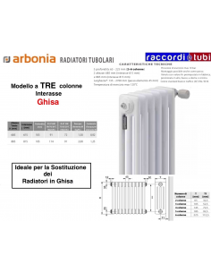 RADIATORE IN ACCIAIO ARBONIA 3 COLONNE H.mm.685