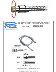 FLESSIBILE DOCCIA REMER FF GIR.1/2X1/2 FF CM.200 CROMO 2