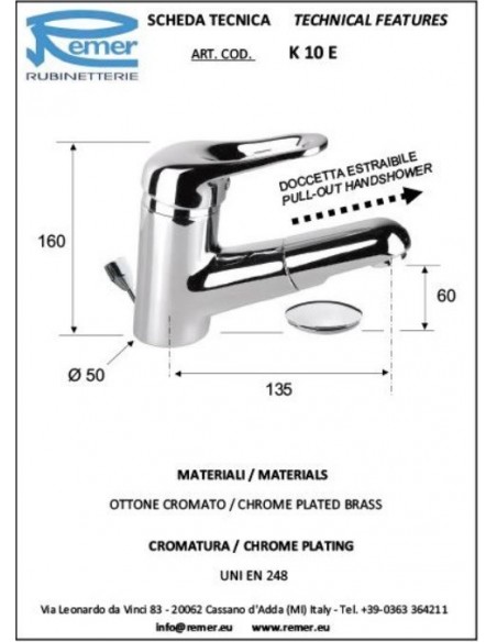 MISCELATORE LAVABO REMER BOCCA ESTRAIB.