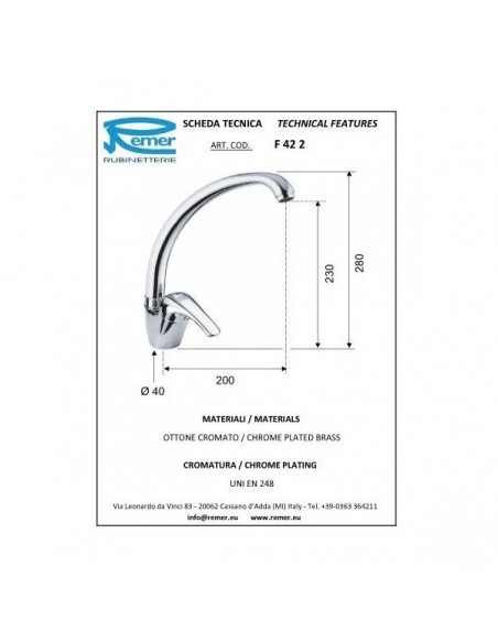 MISCELATORE LAVELLO PIANO REMER F422