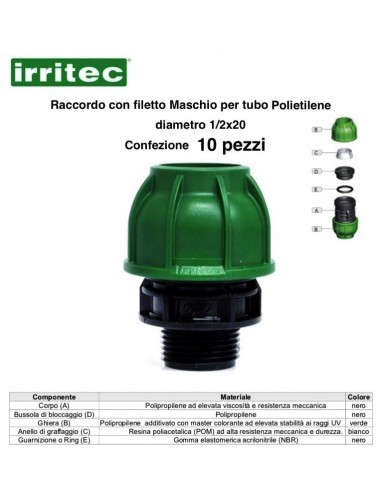 RACCORDO MASCHIO A COMPR.CONNECTO 20X1/2 10 P/Z