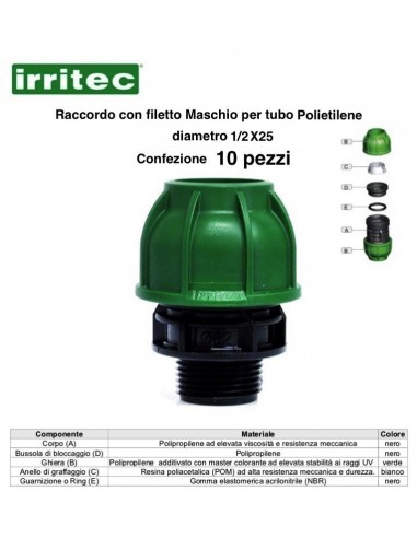 RACCORDO MASCHIO A COMPR.CONNECTO 25X1/2 10 P/Z