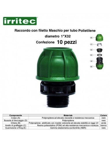 RACCORDO MASCHIO A COMPR.CONNECTO 32X1" 10 P/Z