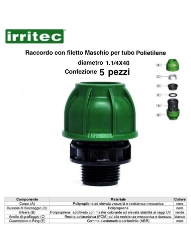 RACCORDO MASCHIO A COMPR.CONNECTO 40X1.1/4 5 P/Z