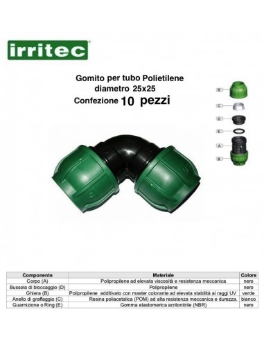 GOMITO A COMPR.CONNECTO 25X25 10 PZ