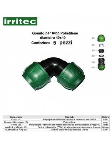 GOMITO A COMPR.CONNECTO 40X40 5 PZ