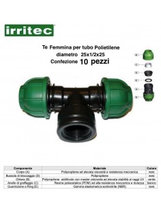 TE FEMMINA A COMPR.CONNECTO 25X1/2X25 10 P/Z