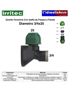 GOMITO A COMPR.CON STAFFA CONNECTO 25X3/4 FEMMINA