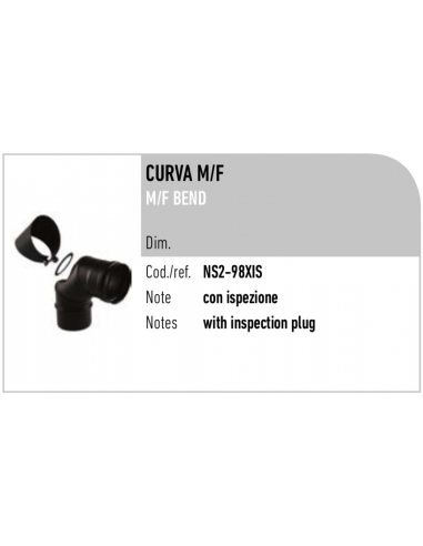 CURVA INOX/NERA MF DIAM.80 A 90° CON ISPEZIONE