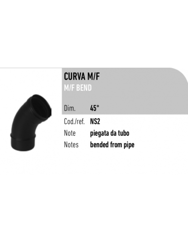 CURVA INOX/NERA MF DIAM.80 A 45°