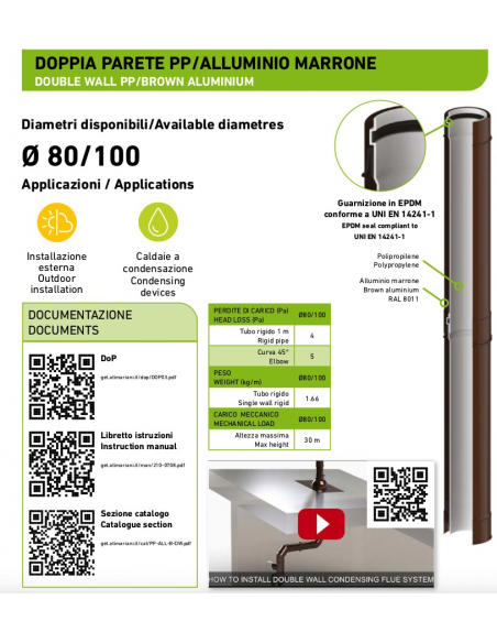 TUBO ATI COIBENTATO ALL/PPS D.80X100 CM.50