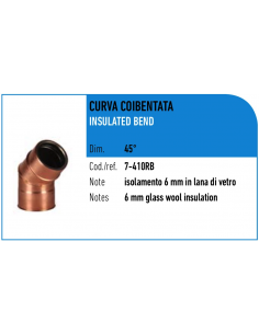 CURVA  ATI COIBENTATA 45° RAME/INOX D.80X100 