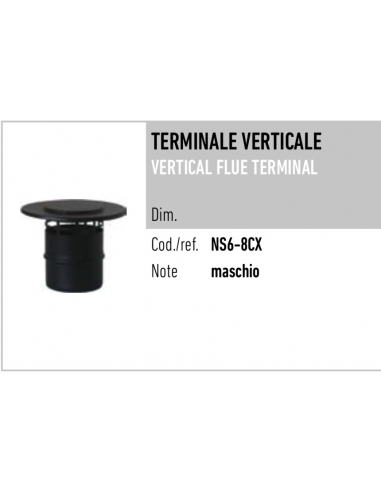 TERMINALE VERTICALE DIAM.80 INOX/NERO
