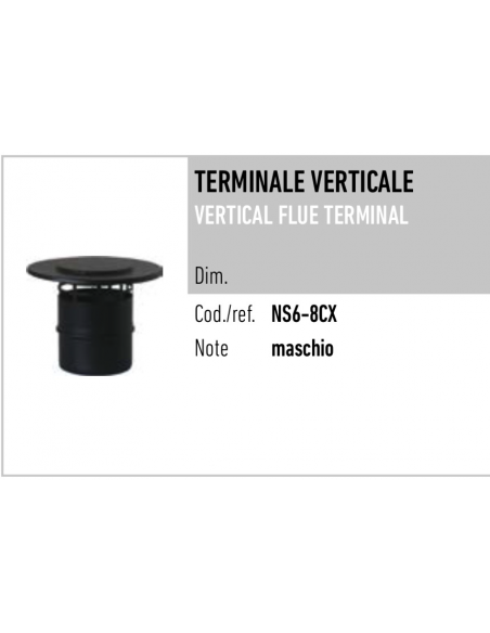 TERMINALE VERTICALE DIAM.80 INOX/NERO