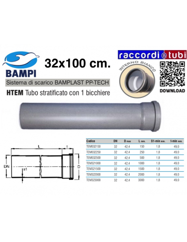 TUBO PP-TECH 1 BICCHIERE 32x100 cm.