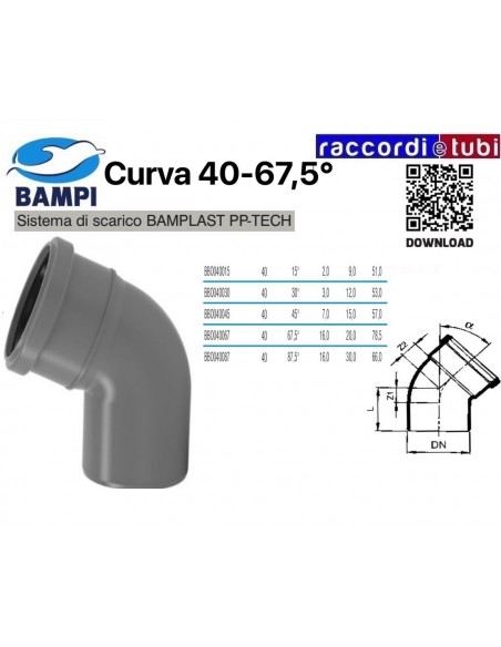 CURVA  A  INNESTO PP-H/MC DIAMETRO 40-67,5°