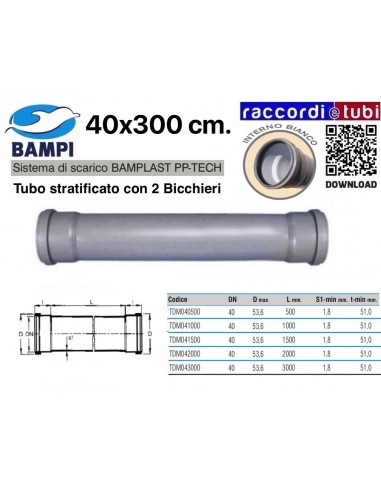 TUBO PP-TECH 2 BICCHIERI 40x300 Cm.