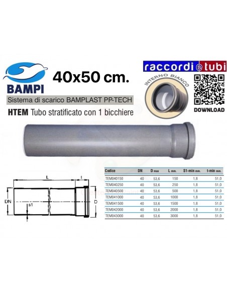 TUBO PP-TECH 1 BICCHIERE 40x15 cm.