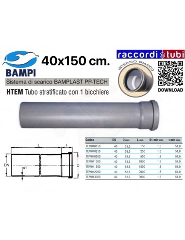 TUBO PP-TECH 1 BICCHIERE 40x150 cm.