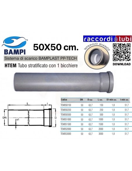 TUBO PP-TECH 1 BICCHIERE 50x25 cm.