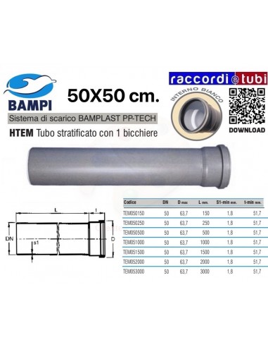 TUBO PP-TECH 1 BICCHIERE 50x50 cm.