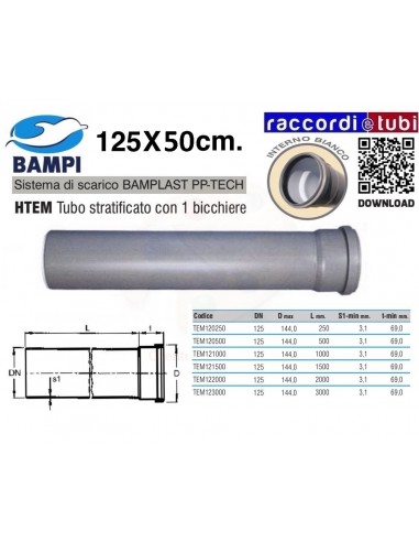 TUBO PP-TECH 1 BICCHIERE 125x50 cm.